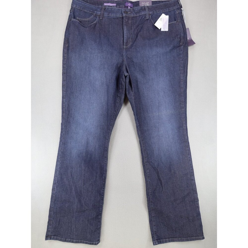 New NYDJ Mini Boot Jean 22W Dark Burbank Wash Stretch Denim Lift Tuck USA‎